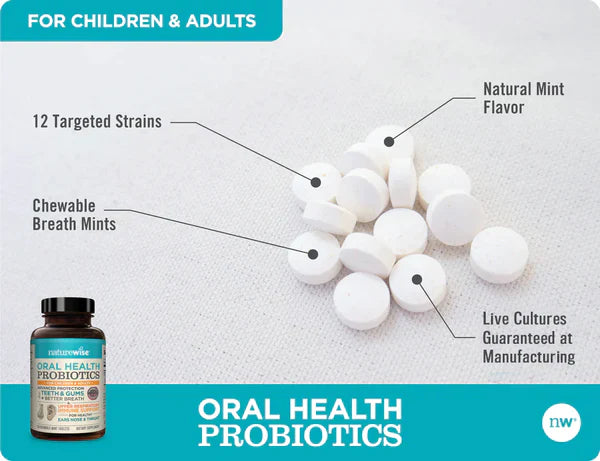 NatureWise Oral Health Probiotics for Children and Adults (50 Tablets)